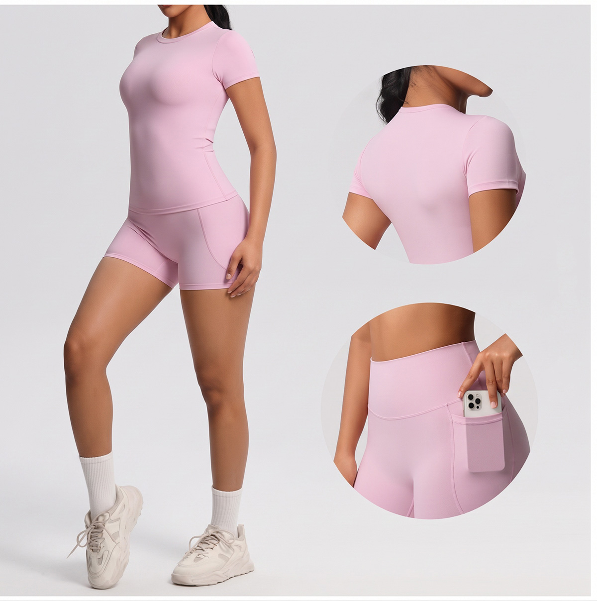 Pilates Yoga Outfit - Pocket Yoga Set Speed Drying Round