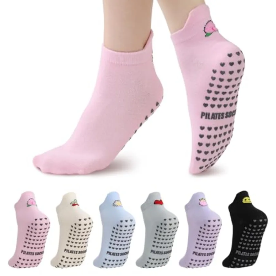 6 Pairs Pilates Socks with Gri - Pilates Yoga Ballet reseña y precio