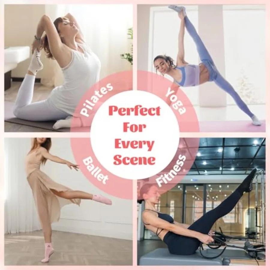 6 Pairs Pilates Socks with Gri - Pilates Yoga Ballet reseña y precio