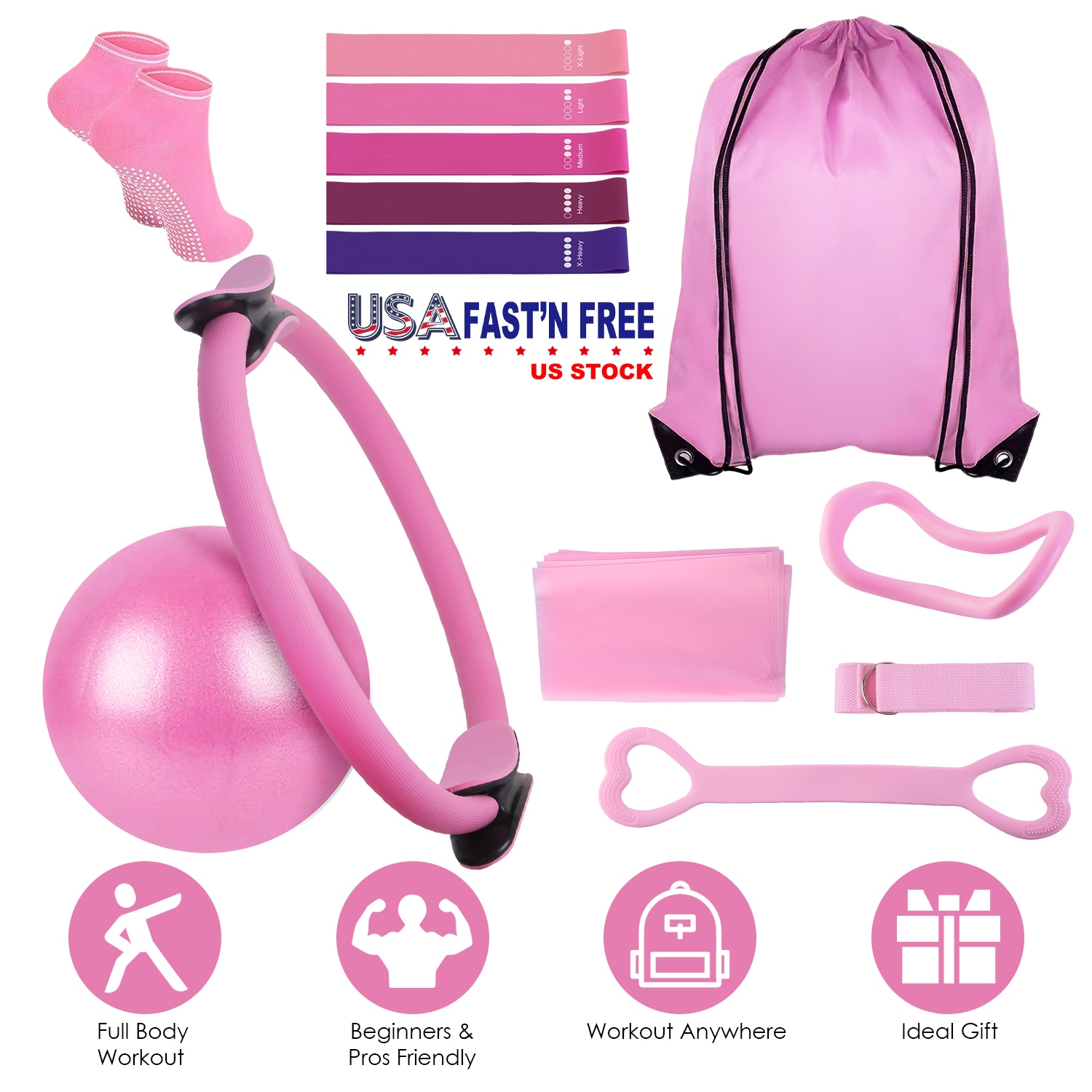 USA STOCK 14Pcs Pilates Ring E - Pilates Yoga Resistance Ring reseña y precio