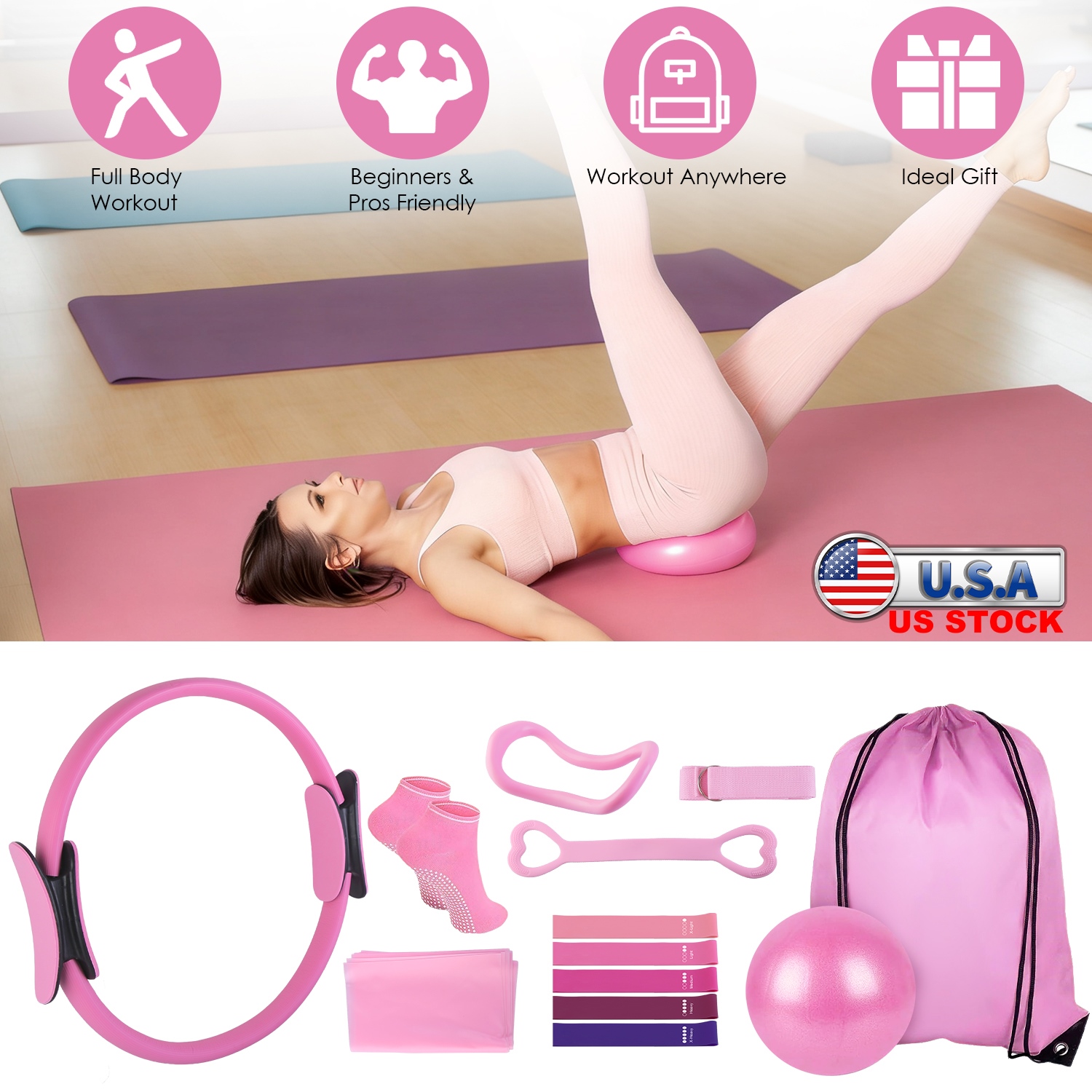 USA STOCK 14Pcs Pilates Ring E - Pilates Yoga Resistance Ring reseña y precio