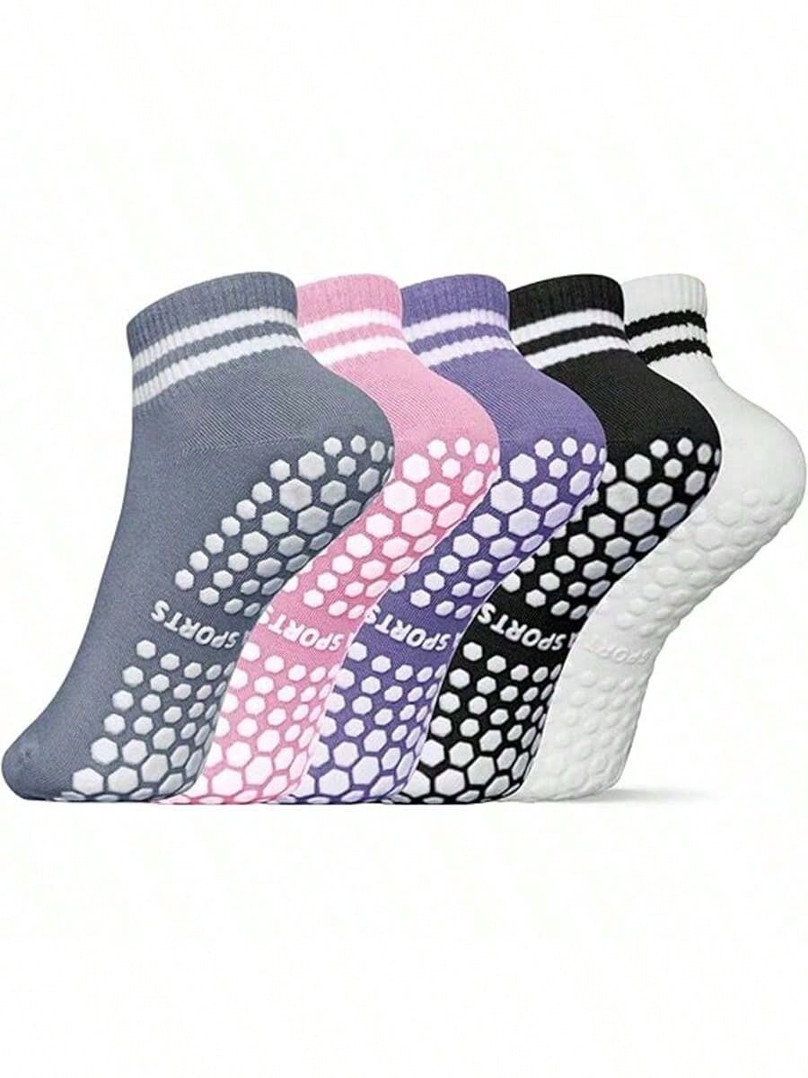 5 Pairs Women Double Stripe No - Pilates Yoga Ballet reseña y precio