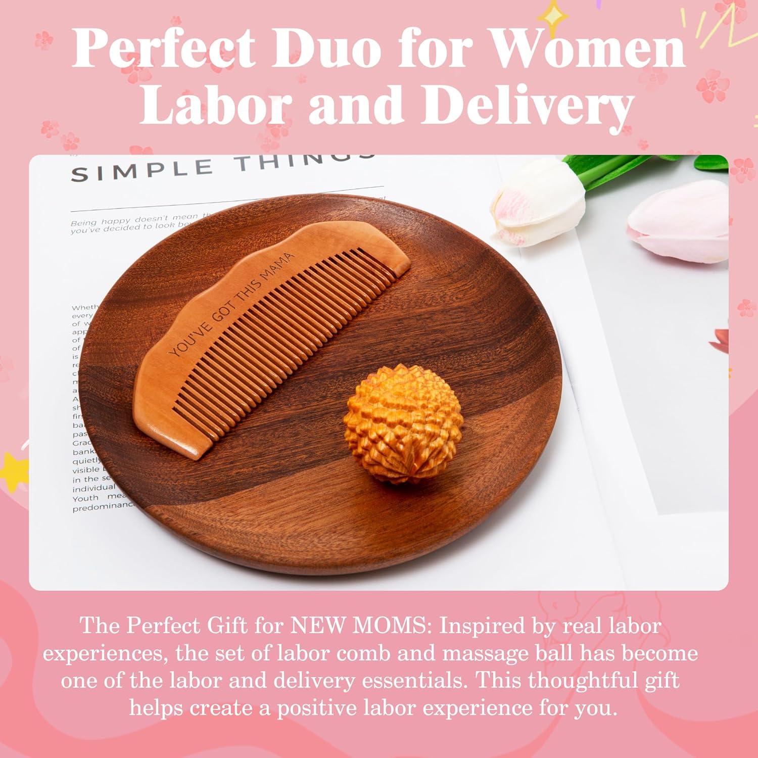 Wooden Birth Comb & Acupressur - Acupressure Ball Set reseña y precio